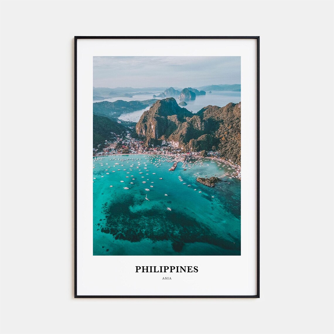 Philippines Asia Tropical Island Bay Boats Aerial View Poster