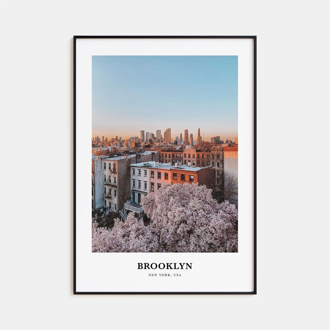 Brooklyn New York Rooftops with Manhattan Skyline at Sunset Poster