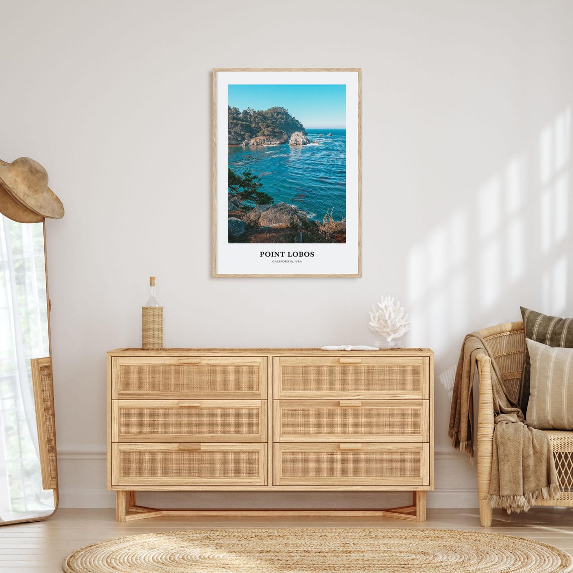 Point Lobos California Rocky Coast Cypress Ocean Waves Art Poster - Image 2