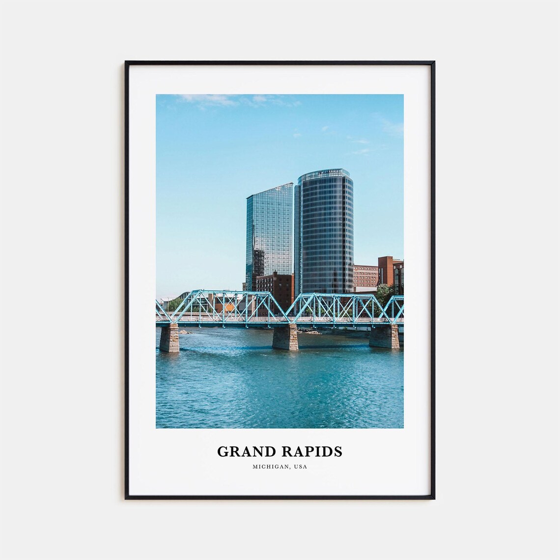 Grand Rapids Travel Poster, Michigan Map Art Print