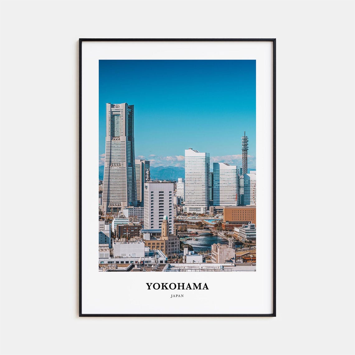 Yokohama Skyline Landmark Tower Blue Sky Japan Cityscape Poster