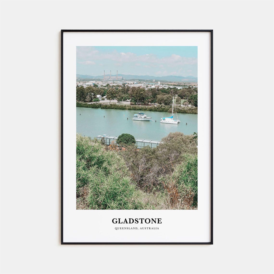 Gladstone Queensland Australia Harbor Boats Waterfront Travel Poster