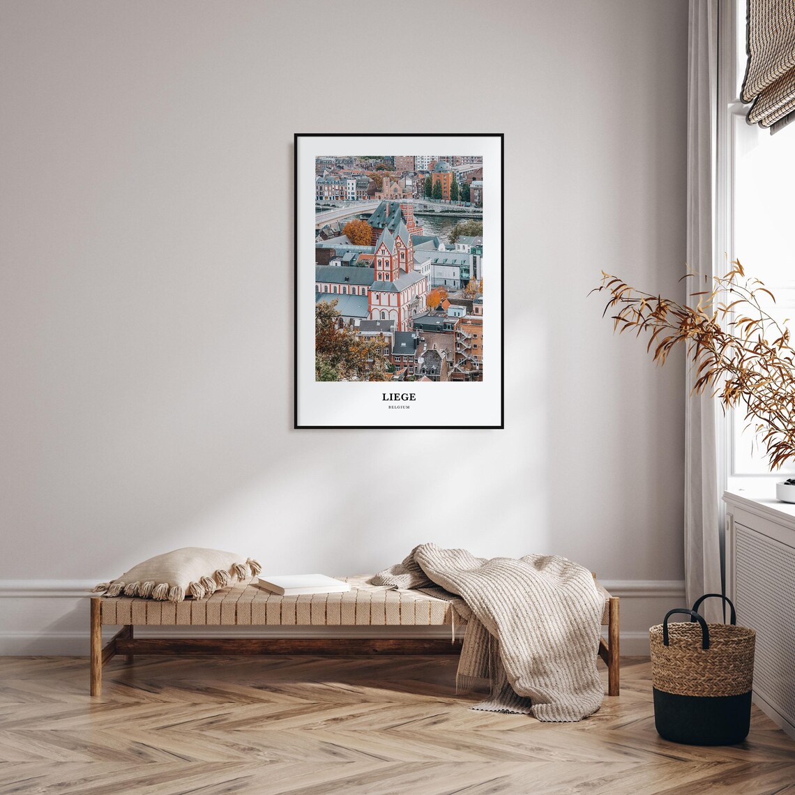 Liege Belgium Historic Church Riverside City View Photo Poster - Image 3