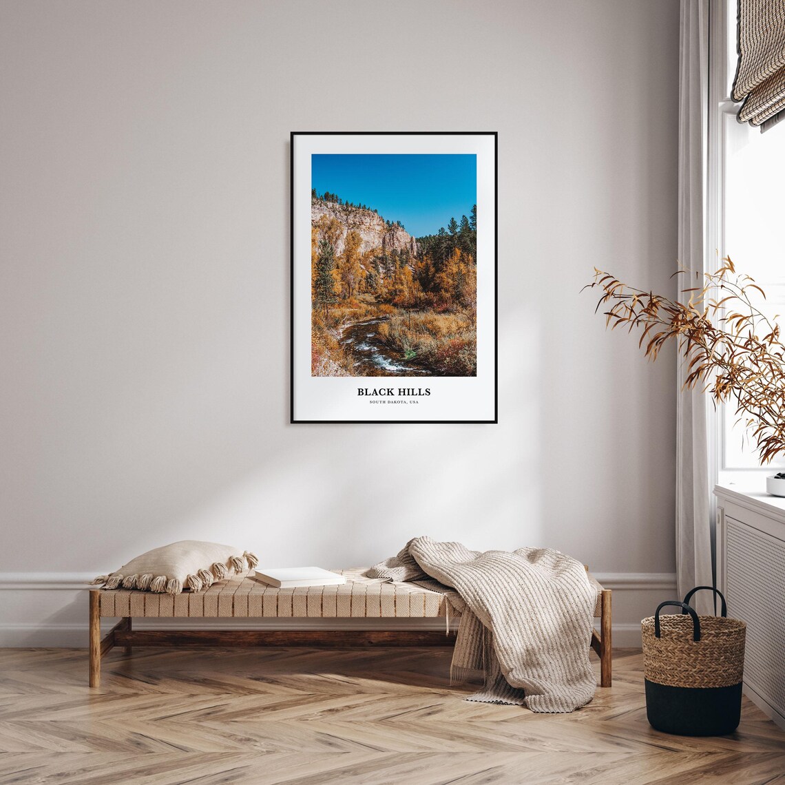 Black Hills South Dakota Autumn Creek Canyon Minimalist Travel Poster - Image 3
