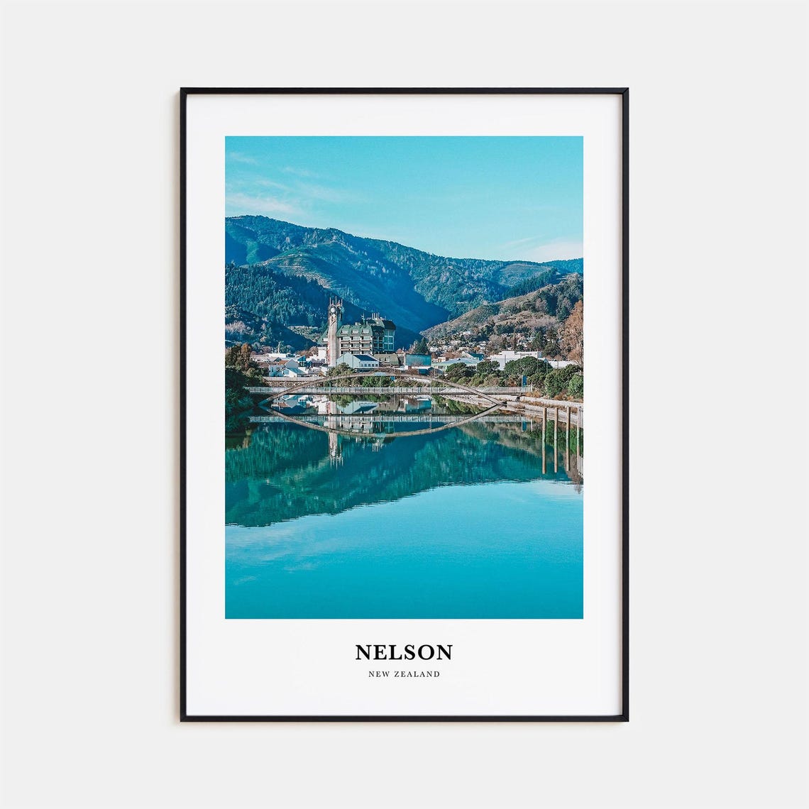 Nelson New Zealand Riverside Town Mountain View Photo Poster