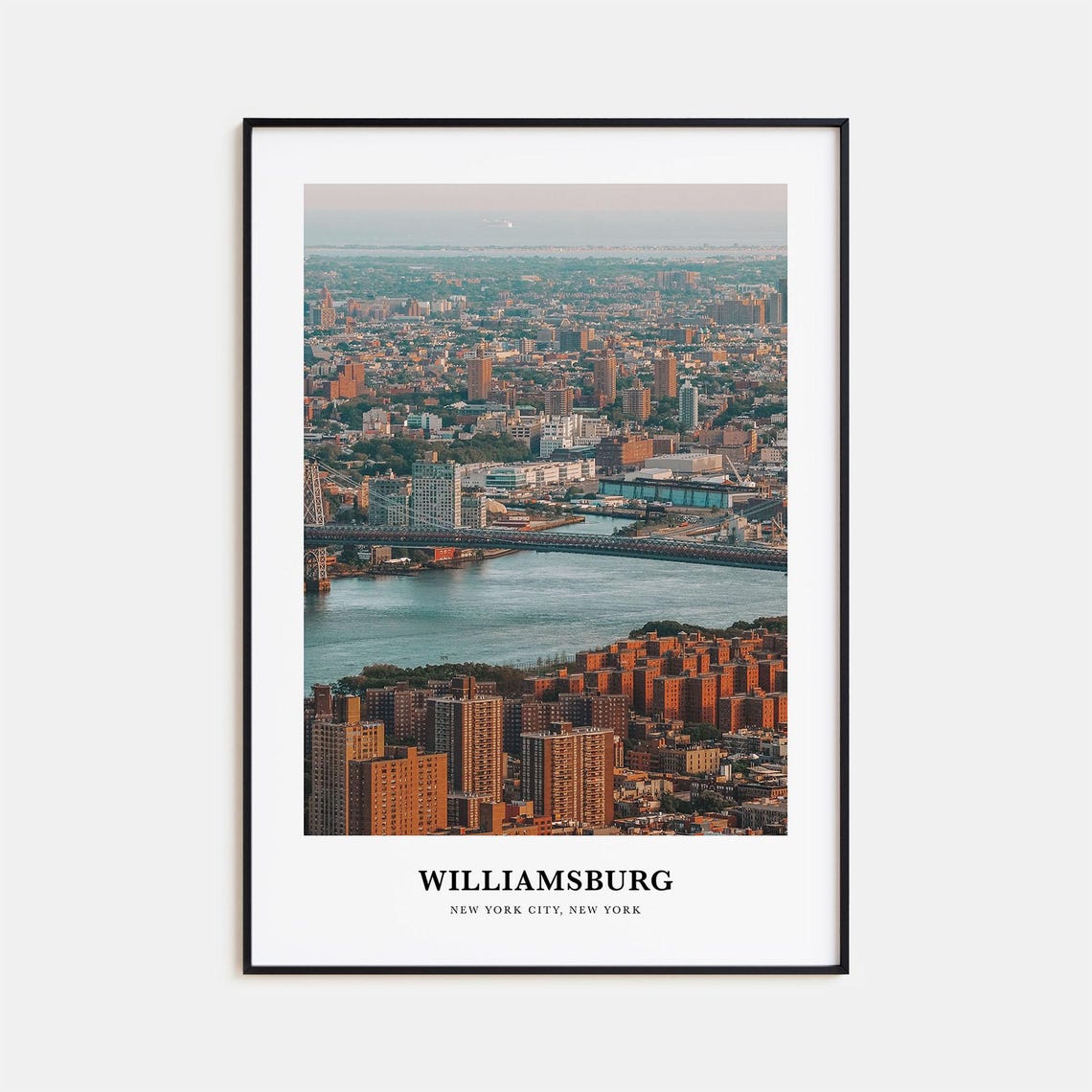 Williamsburg Brooklyn Aerial Cityscape And River Bridge Poster
