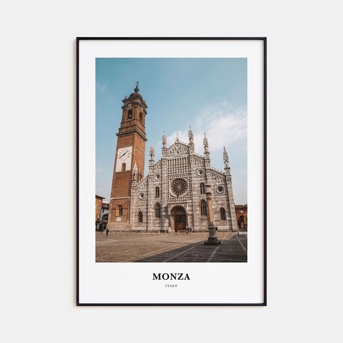 Monza Italy Duomo Cathedral Bell Tower Plaza Photography Poster