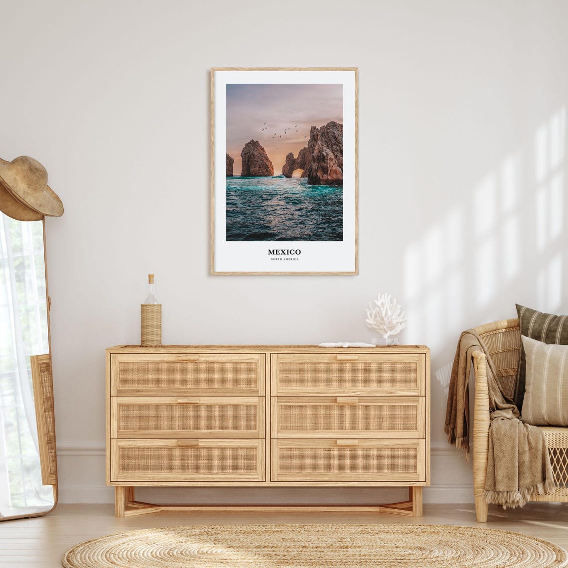 Mexico El Arco Rock Formation Cabo Coastline Sunset Photography Poster - Image 2