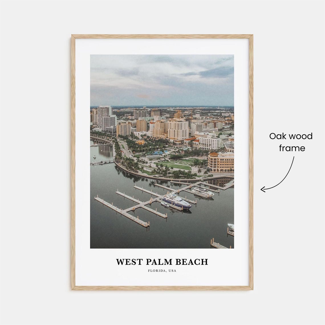 West Palm Beach Florida Marina Downtown Skyline Aerial View Poster - Image 3