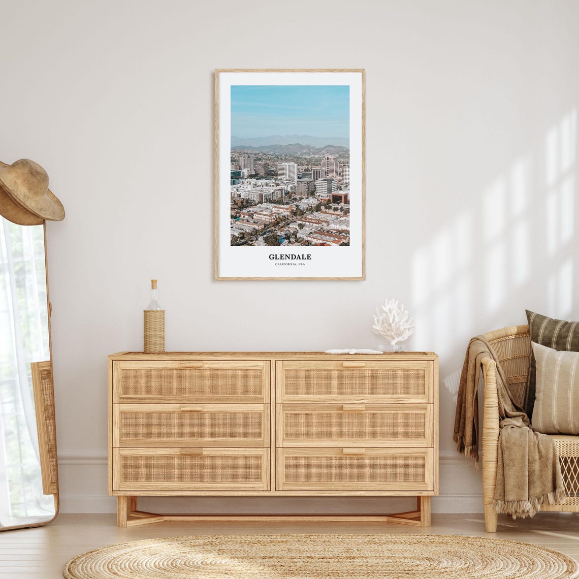Glendale California Downtown Skyline Mountain Backdrop Travel Poster - Image 2