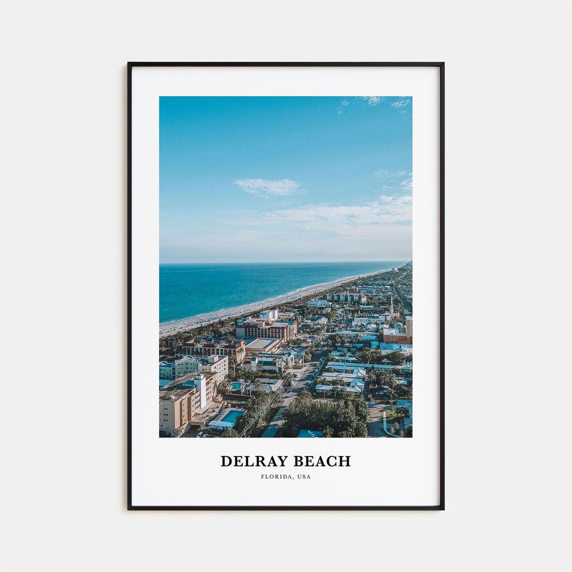 Delray Beach Florida Coastline Aerial Minimalist Travel Poster