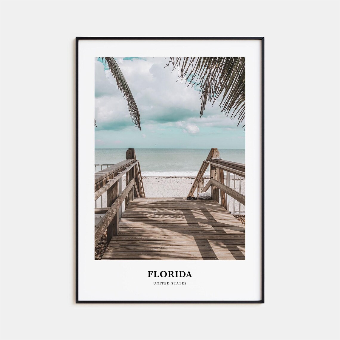 Florida Travel Poster, United States Map Art Print