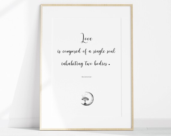 Aristotle Love Is A Single Soul Quote Moonlight Tree Art Poster