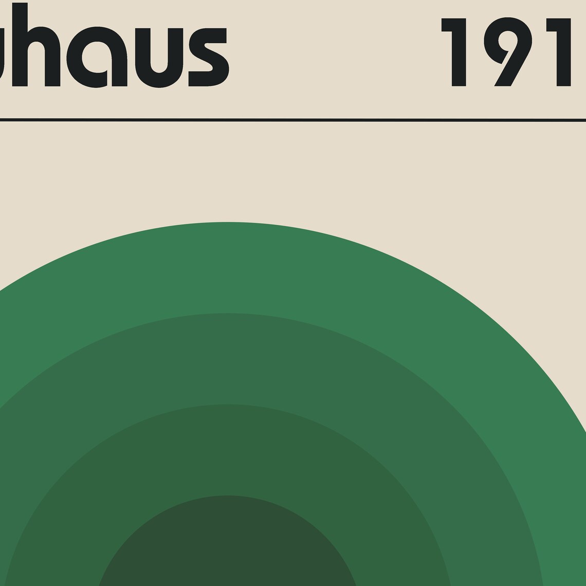 Bauhaus 1919 Green Concentric Circles Mid Century Modern Poster - Image 2