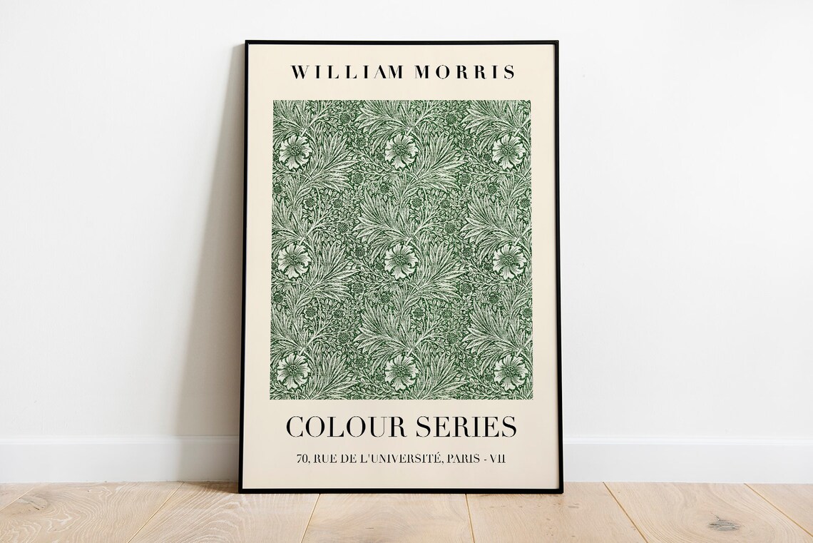 William Morris Colour Series Green Marigold Floral Exhibition Poster - Image 2
