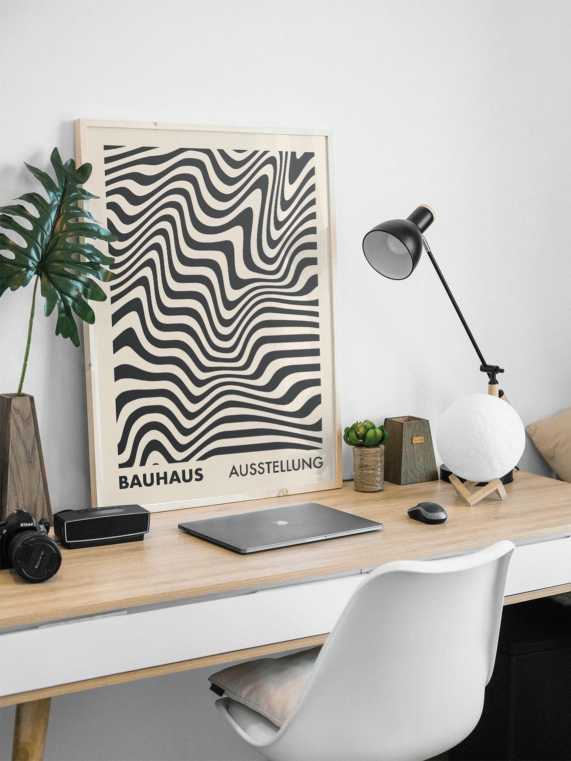 Bauhaus Ausstellung Black Wavy Lines Mid Century Modern Poster - Image 3