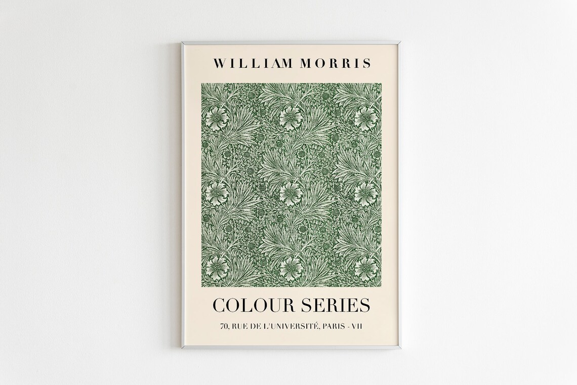 William Morris Colour Series Green Marigold Floral Exhibition Poster