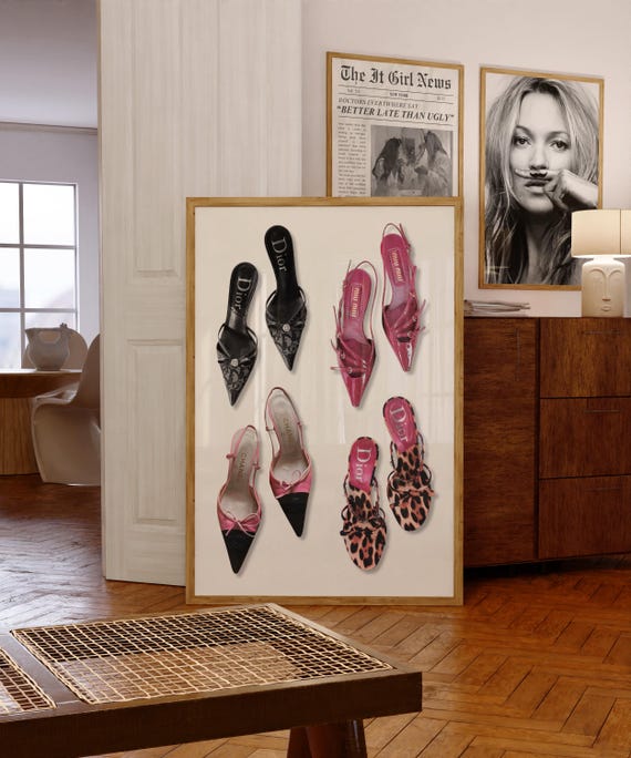 Designer Heels Dior Miu Miu Chanel Fashion Illustration Poster