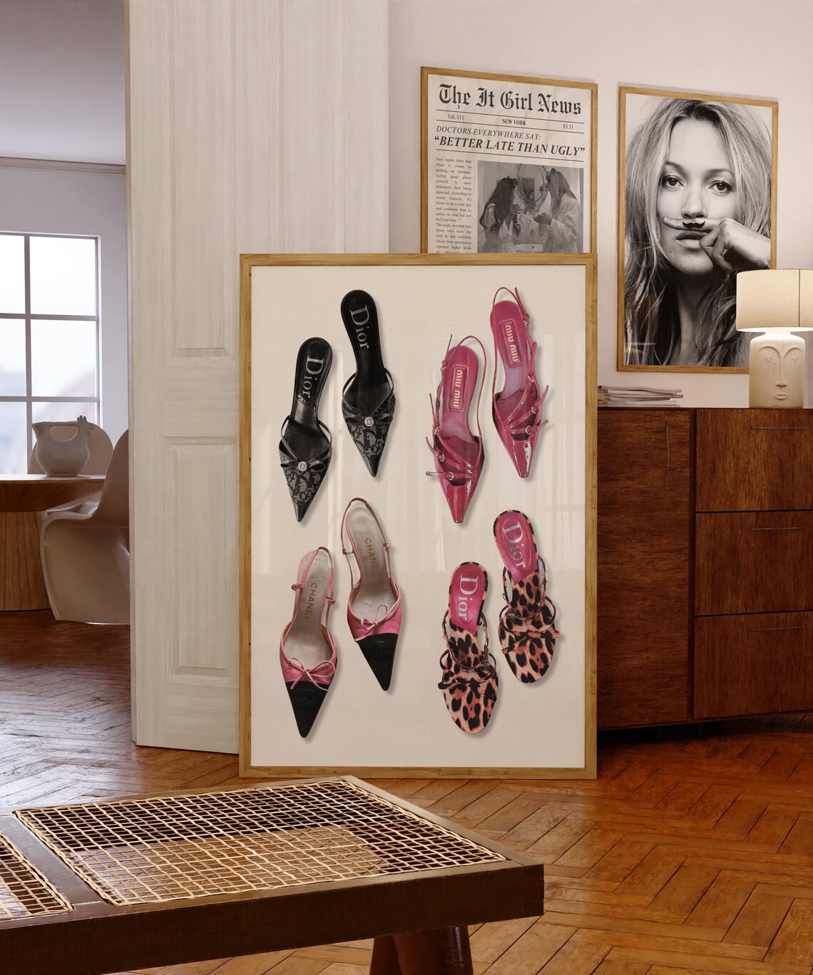 Designer Heels Dior Miu Miu Chanel Fashion Illustration Poster