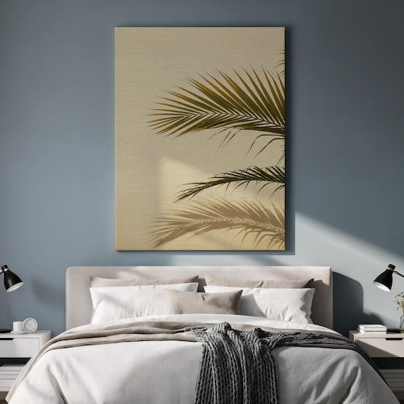 Palm Frond Shadow Minimal Tropical Botanical Beige Wall Poster