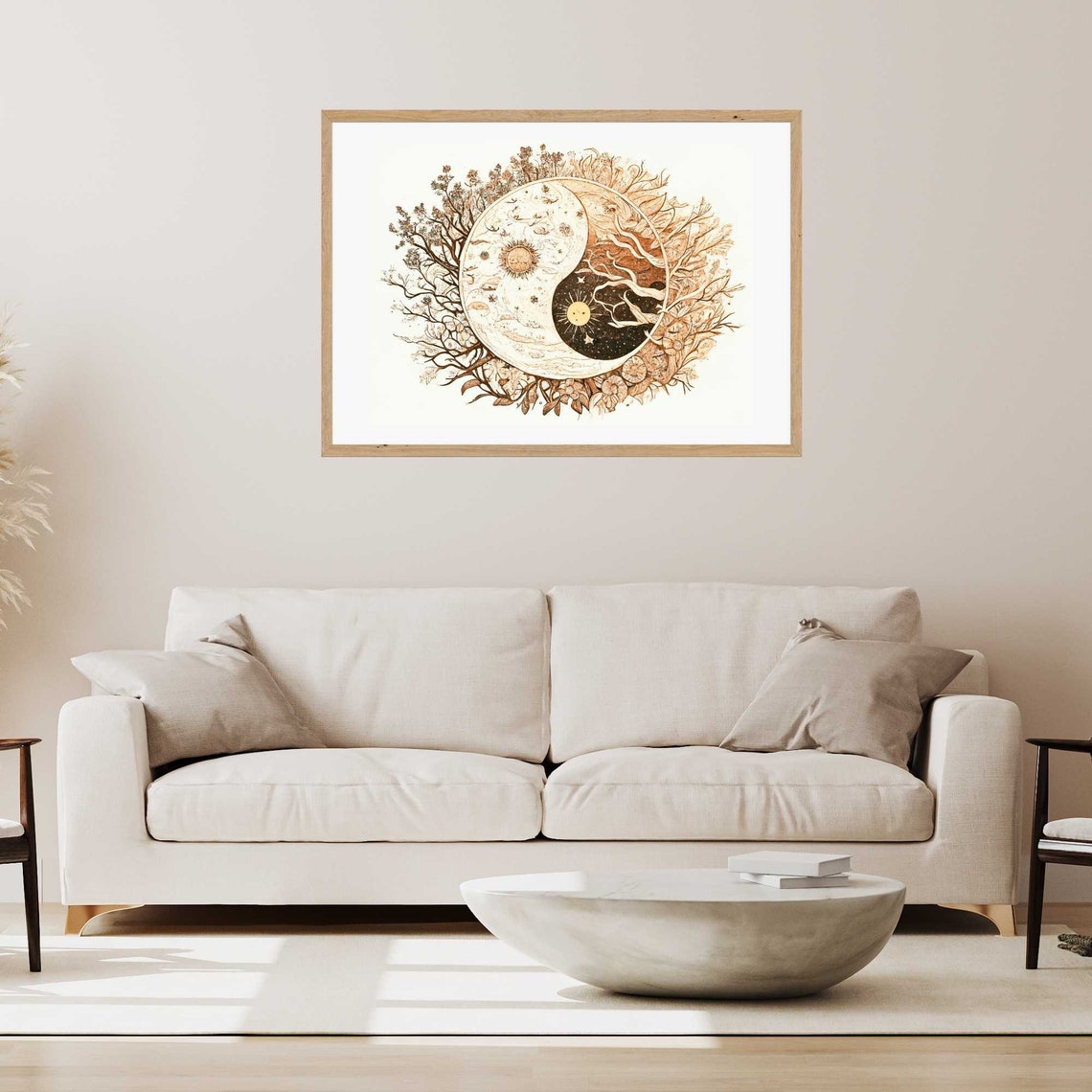 Sun E Moon Illustration Zen Wall Art Home Decor Mandala Wall Decor Custom Size Colourful Art Prints Art Wall Print Decor - Image 2