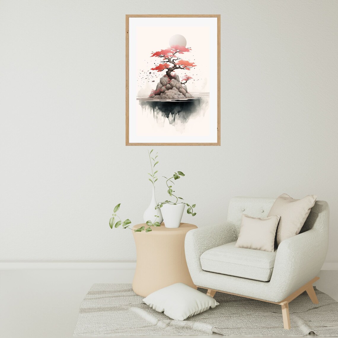 Zen Garden Wall Art Japandi Landscapeinstant Watercolor Zen Art Japanese Wall Art Spiritual Painting Asian Wall Art - Image 2