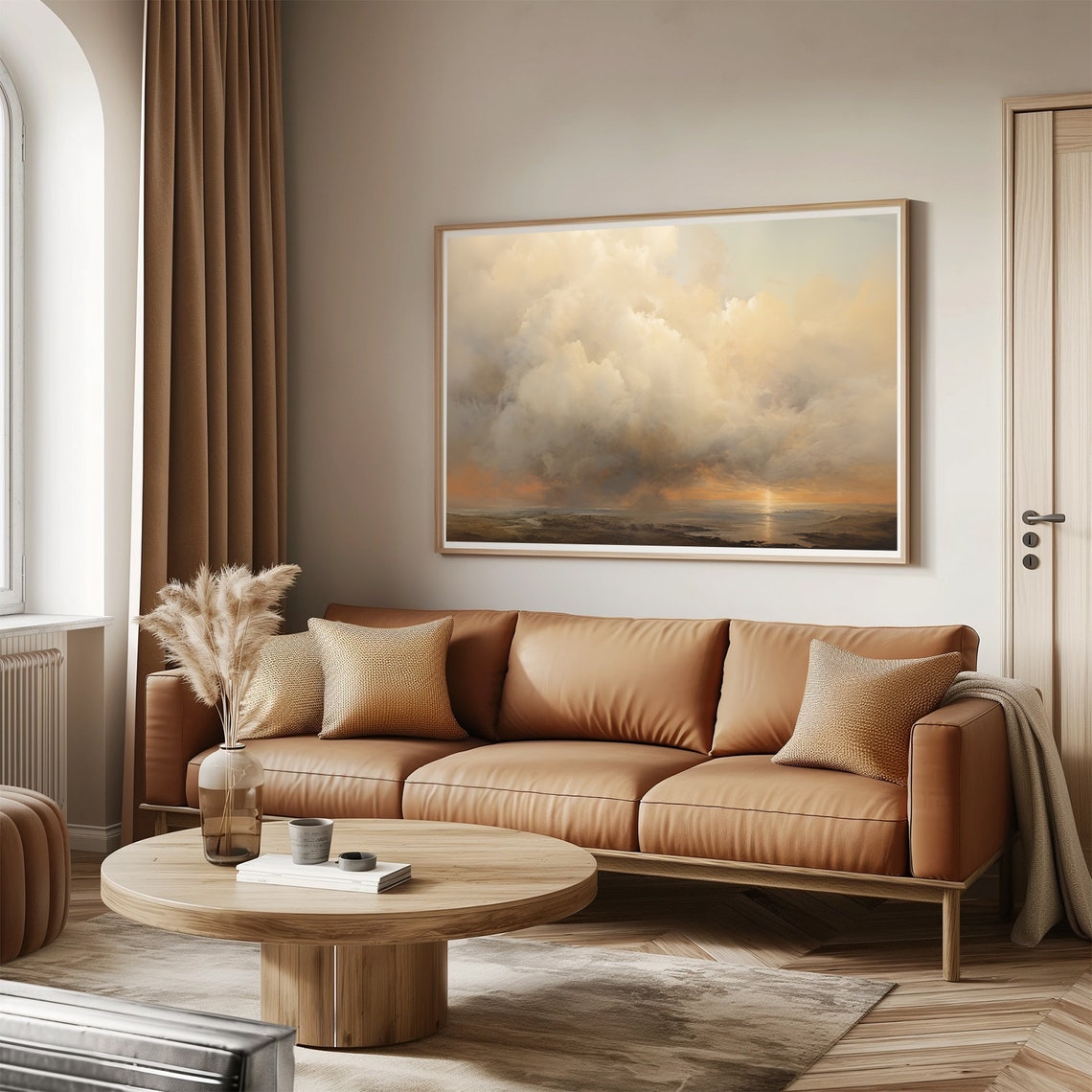 Moody Cloudy Sunset Over Water Dramatic Sky Vintage Seascape Wall Art - Image 5