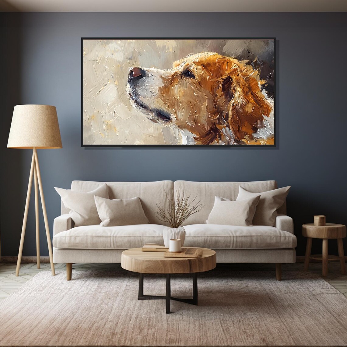 Golden Retriever Dog Portrait Profile Oil Painting Pet Art Poster - Image 4
