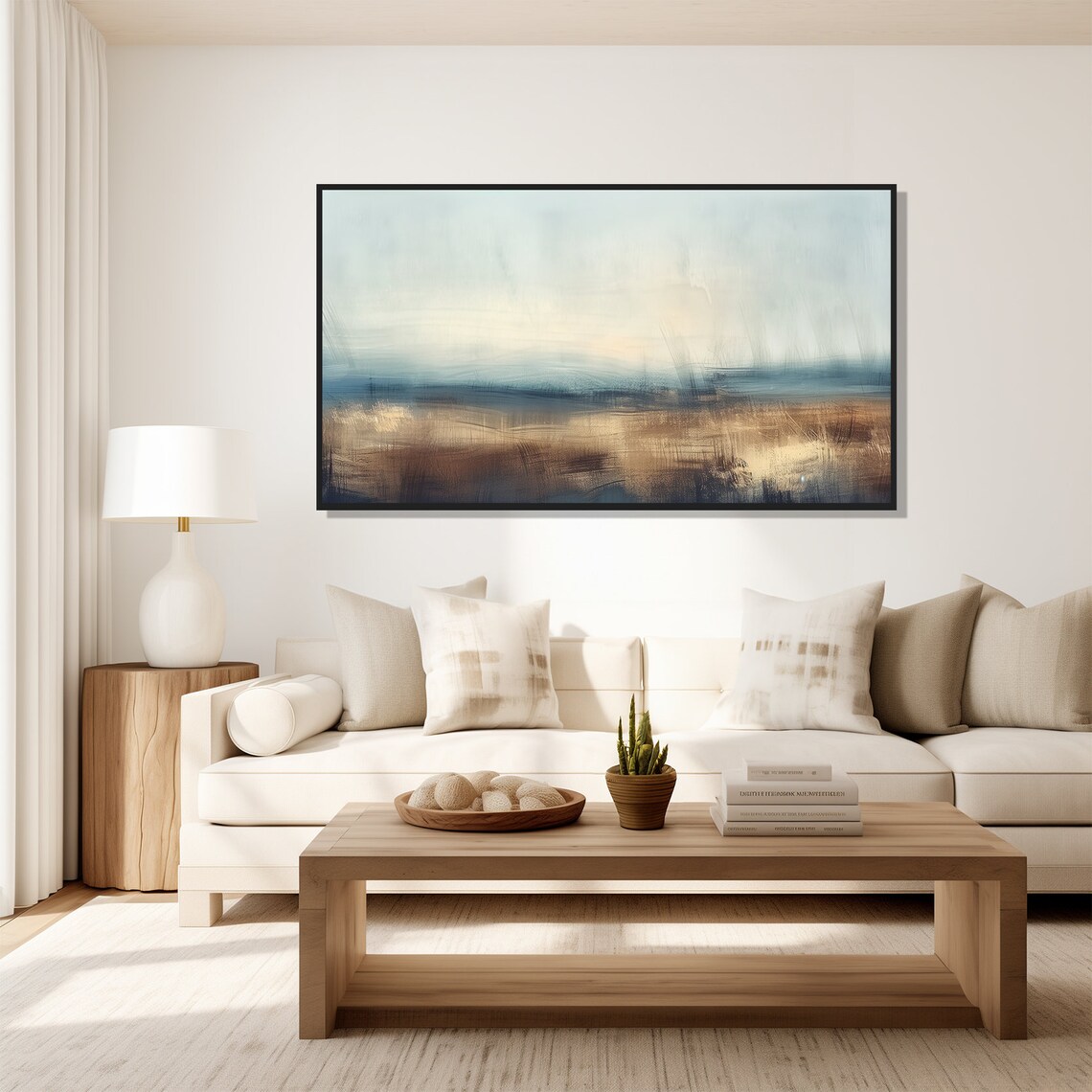 Abstract Tundra Landscape Minimalist Blue Gray Horizon Wall Art Poster - Image 5