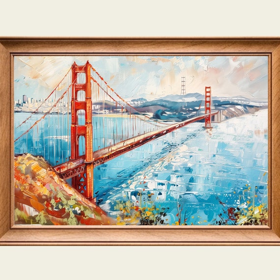 Golden Gate Bridge Modern Abstract Painting Wall Art Print Frame Tv Art Tv