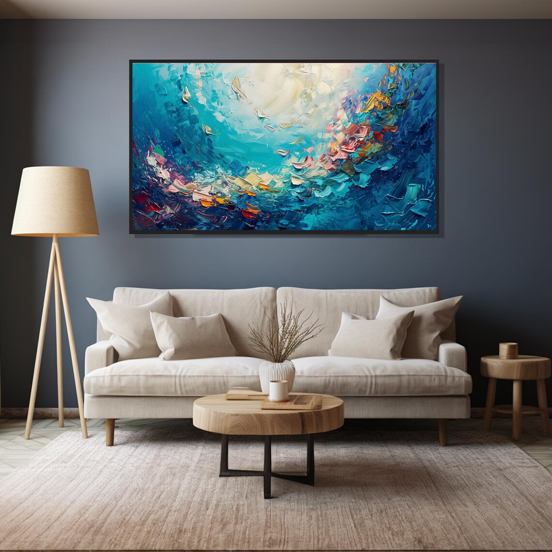 Vibrant Underwater Ocean Life Coral Reef Fish Painting Print Poster - Image 4