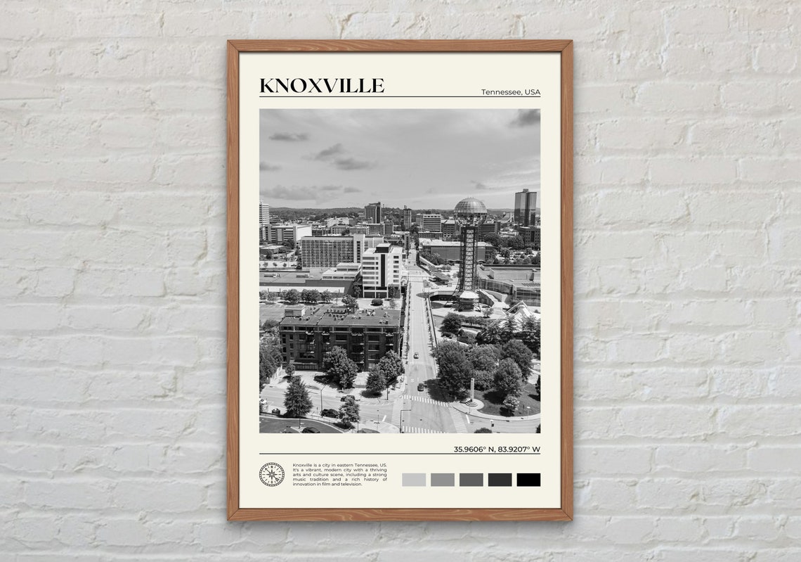 Black And White Knoxville Print Knoxville Wall Art Knoxville Poster Knoxville Photo Knoxville Poster Print Knoxville Wall Decor