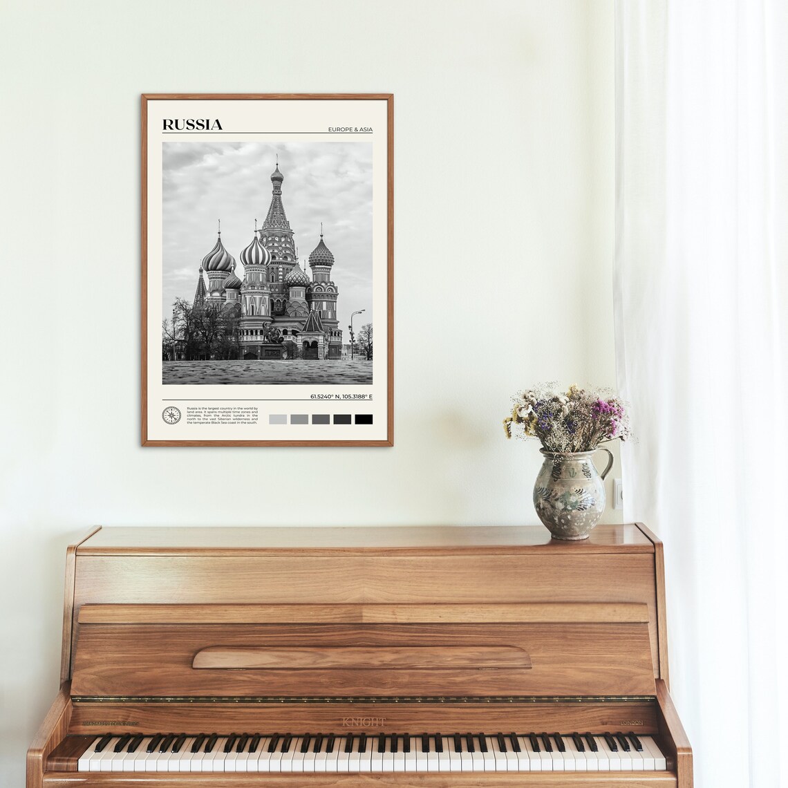 Russia Black and White Travel Poster, Moscow Europe Asia - Image 2