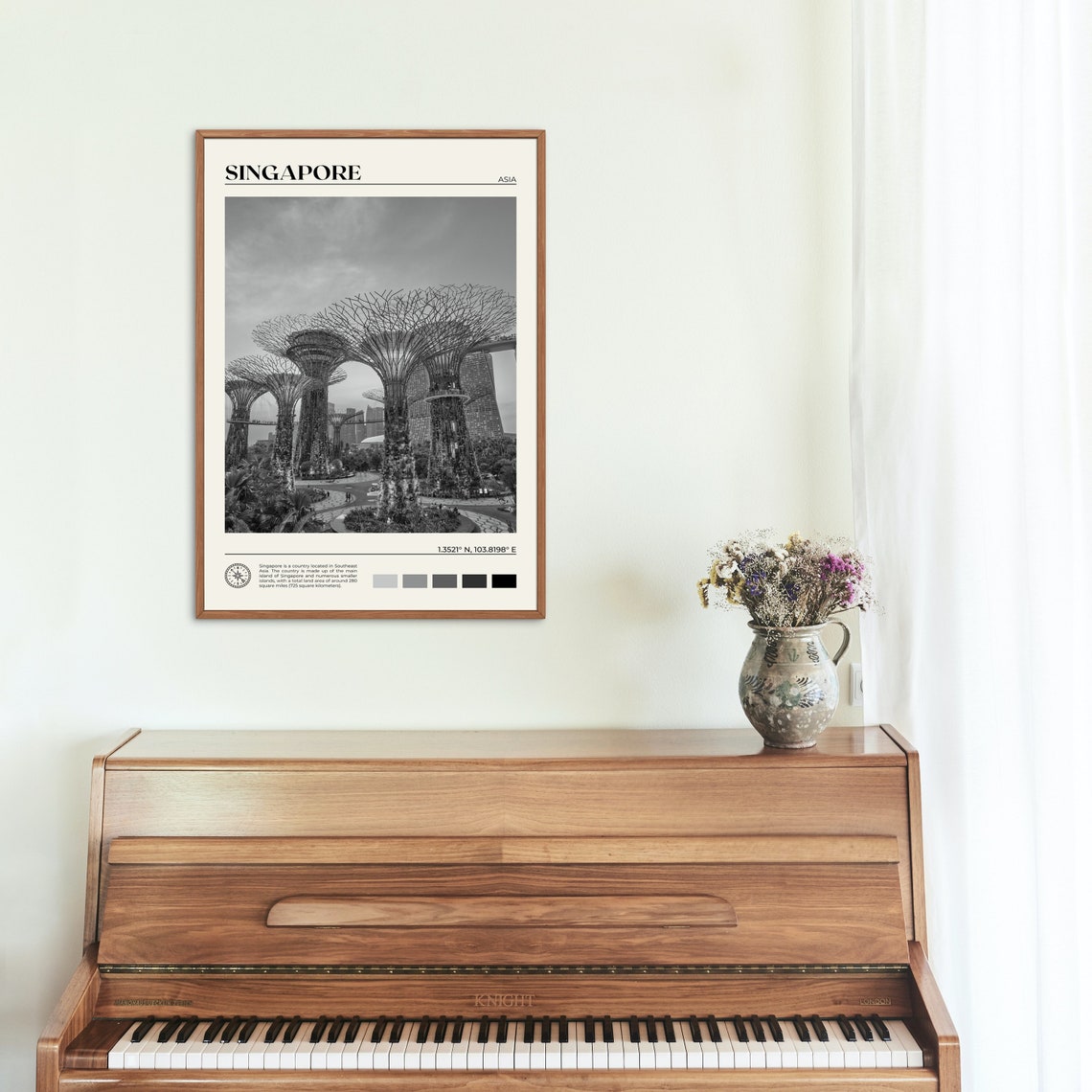 Black And White Singapore Print Singapore Wall Art Singapore Poster Singapore Photo Singapore Poster Print Singapore Wall Decor - Image 2