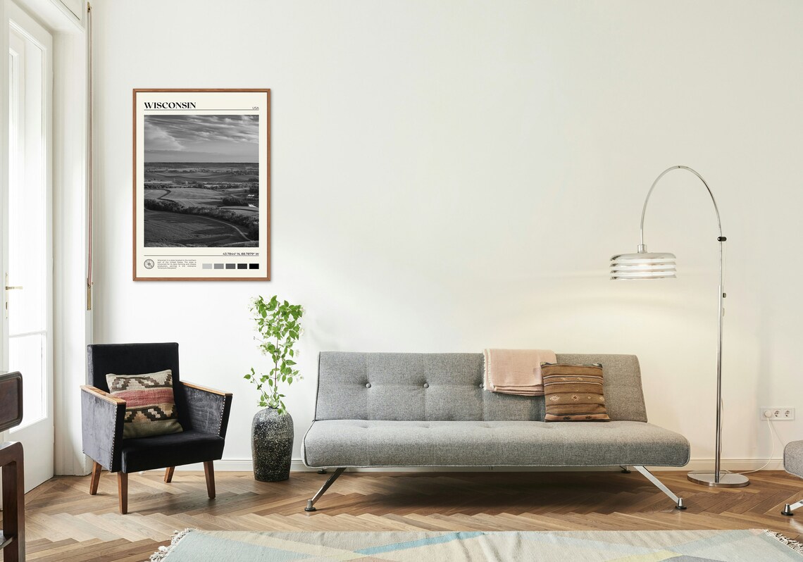 Wisconsin Black and White Travel Poster Art Print - Image 3