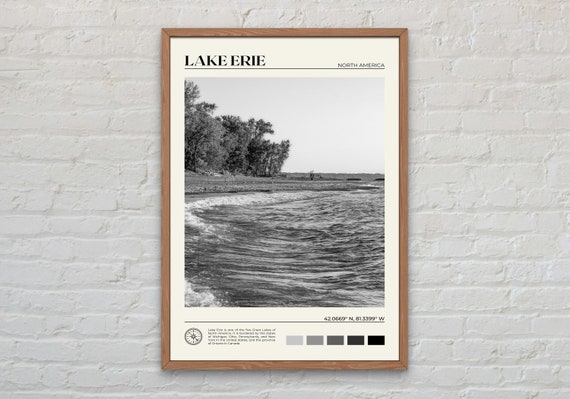 Black And White Lake Erie Print Lake Erie Wall Art Lake Erie Poster Lake Erie Photo Lake Erie Poster Print Lake Erie Wall Decor