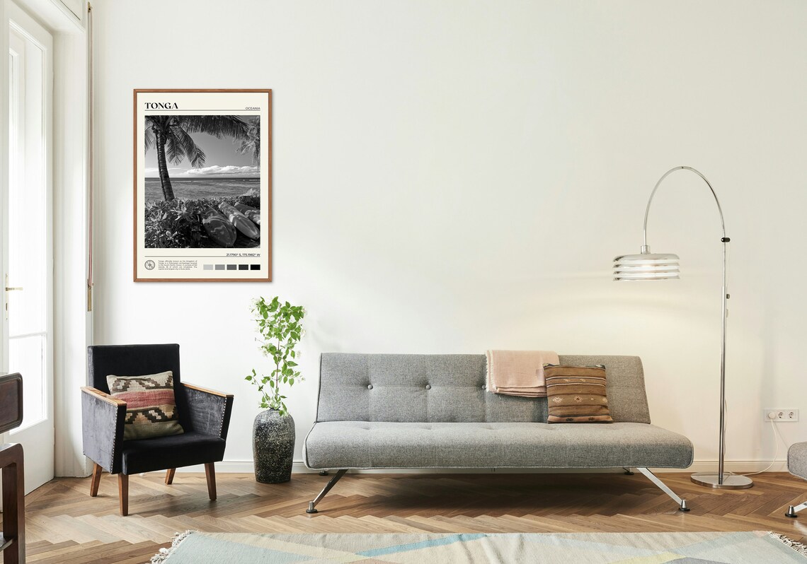 Black And White Tonga Travel Poster, Oceania Art Print - Image 3