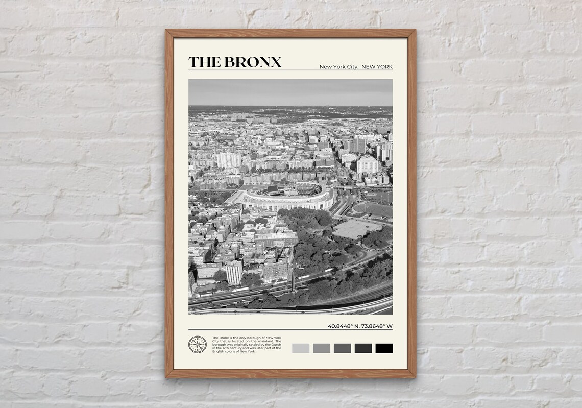 The Bronx Black And White Travel Poster Print