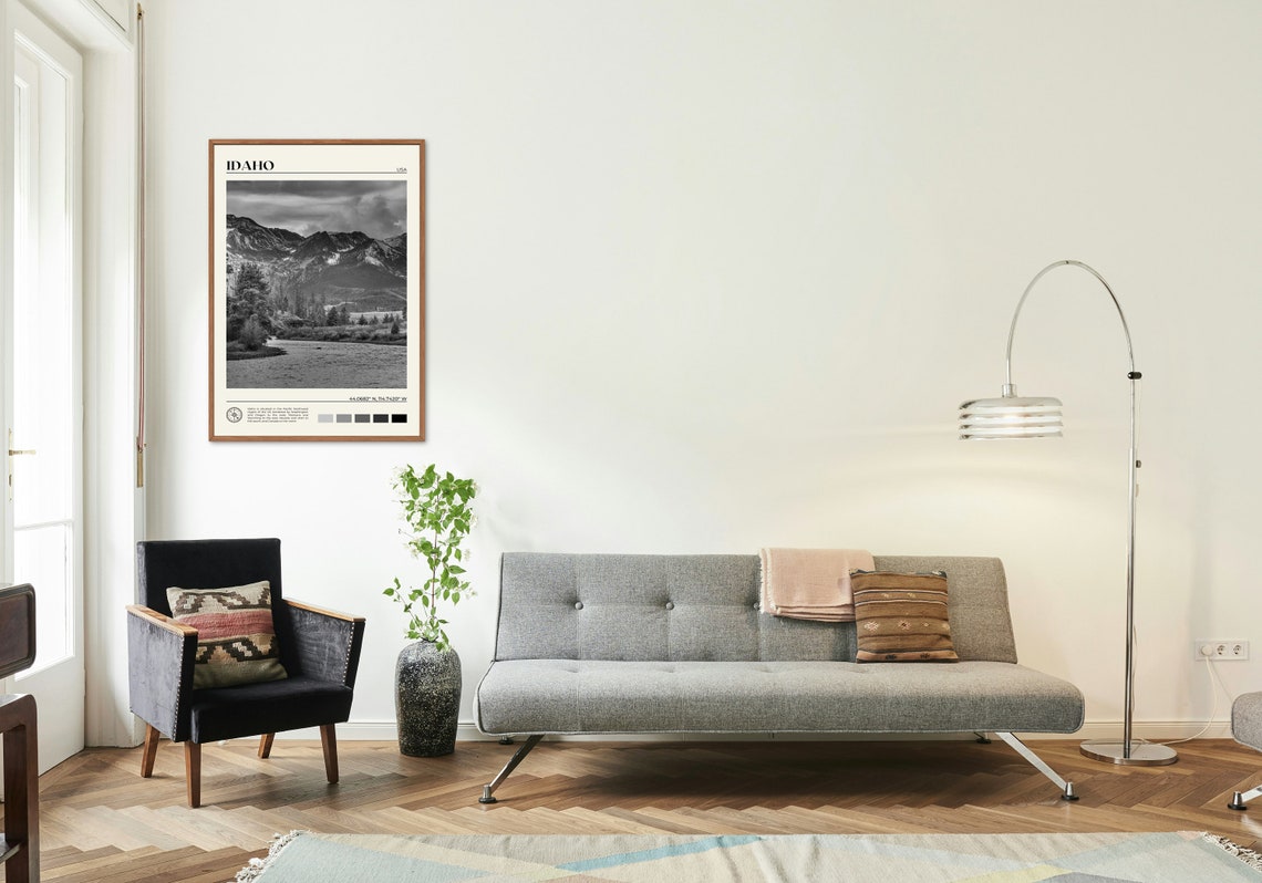Black And White Idaho Print Idaho Wall Art Idaho Poster Idaho Photo Idaho Poster Print Idaho Wall Decor United States Poster Print - Image 3