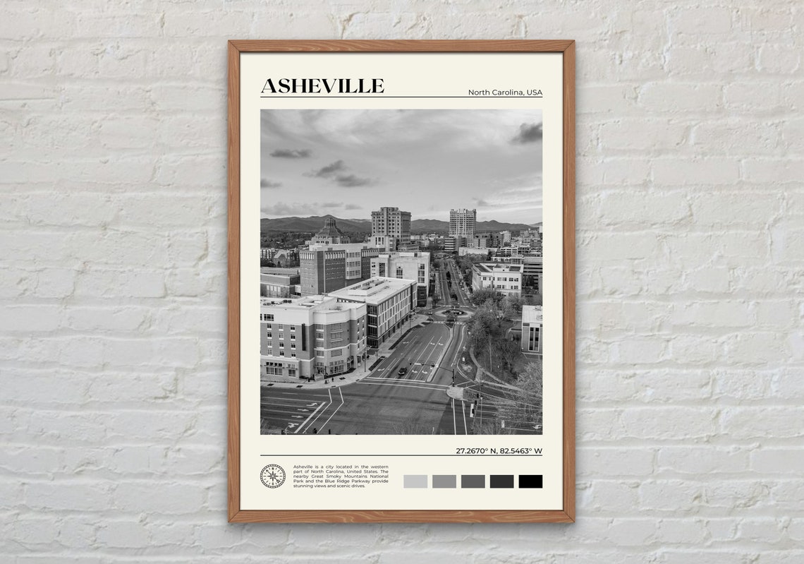 Black And White Asheville Print Asheville Wall Art Asheville Poster Asheville Photo Asheville Poster Print Asheville Decor Usa