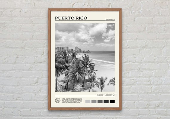 Black and White Puerto Rico Travel Poster Print