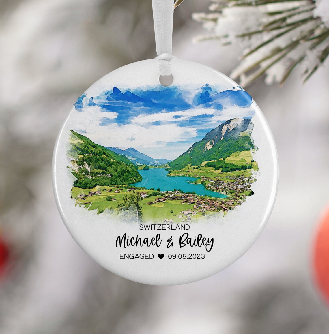 Custom Switzerland Watercolor Travel Souvenir Art Print