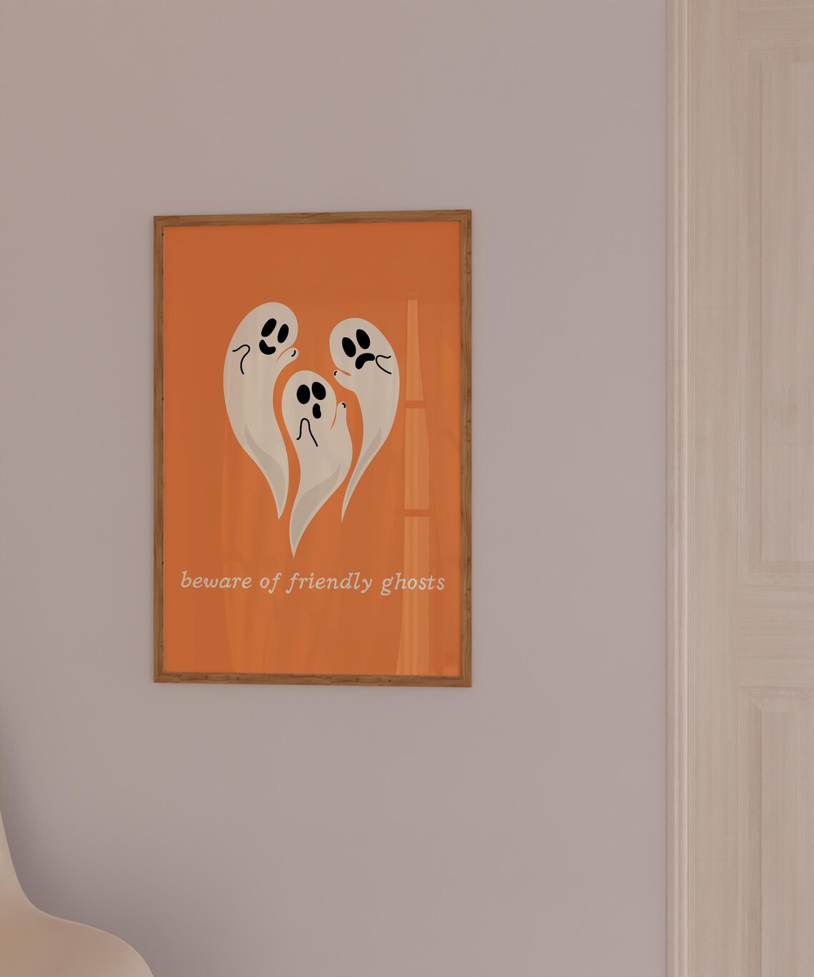 Beware Of Friendly Ghosts Minimalist Halloween Poster - Image 5