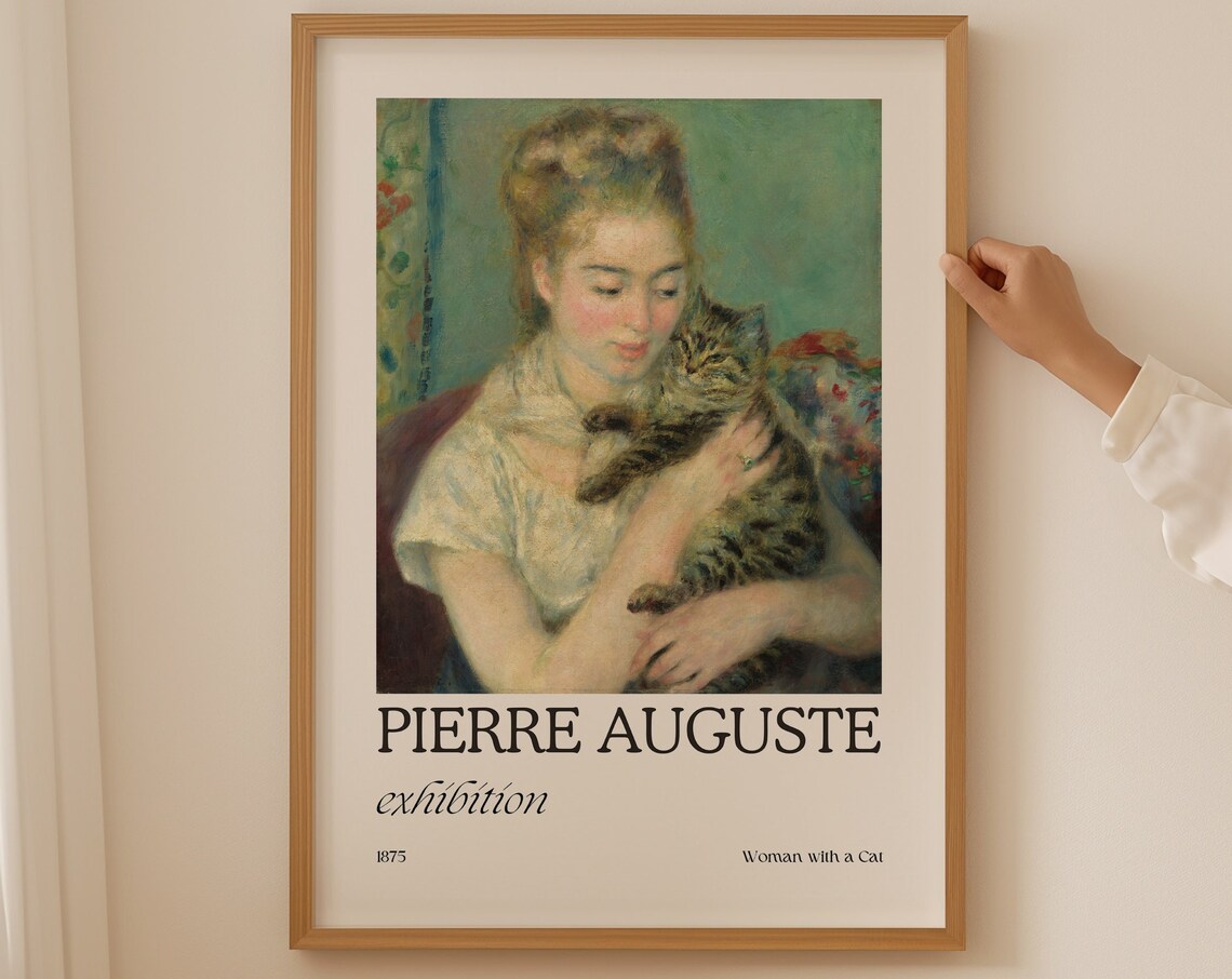 Woman With Cat by Renoir, Vintage Art Print