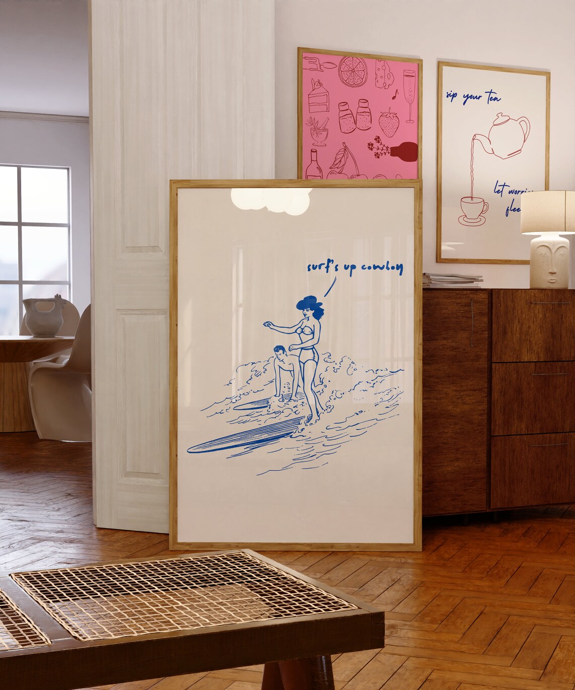 Vintage Western Surfing Aesthetic Room Art Print