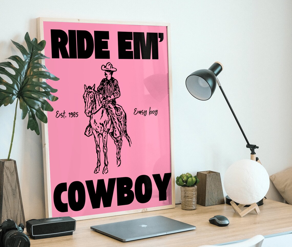 Pink Cowboy Poster, Vintage Western Art Print - Image 4