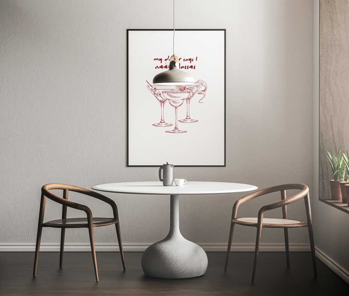 My Doctor Says I Need Glasses Funny Cocktail Bar Cart Poster - Image 2