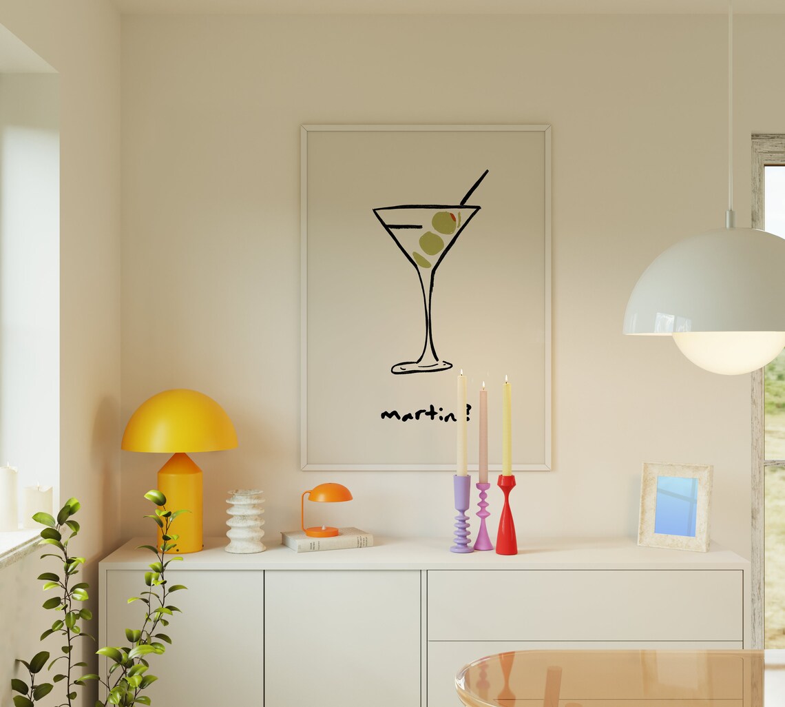 Martini Retro Bar Cart Art Print, Kitchen Decor - Image 5
