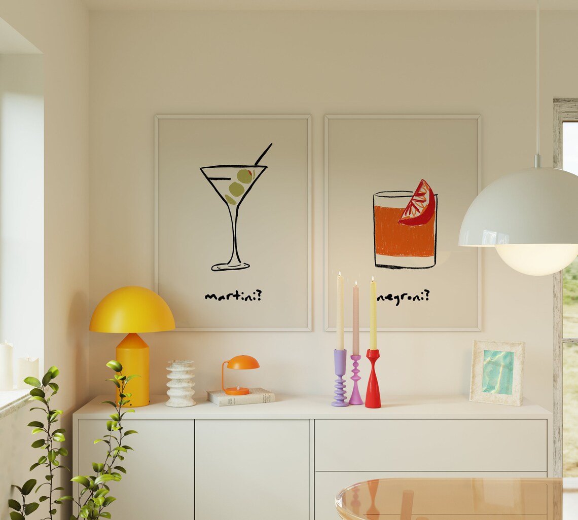 Negroni Cocktail Print, Bar Cart Kitchen Decor - Image 2