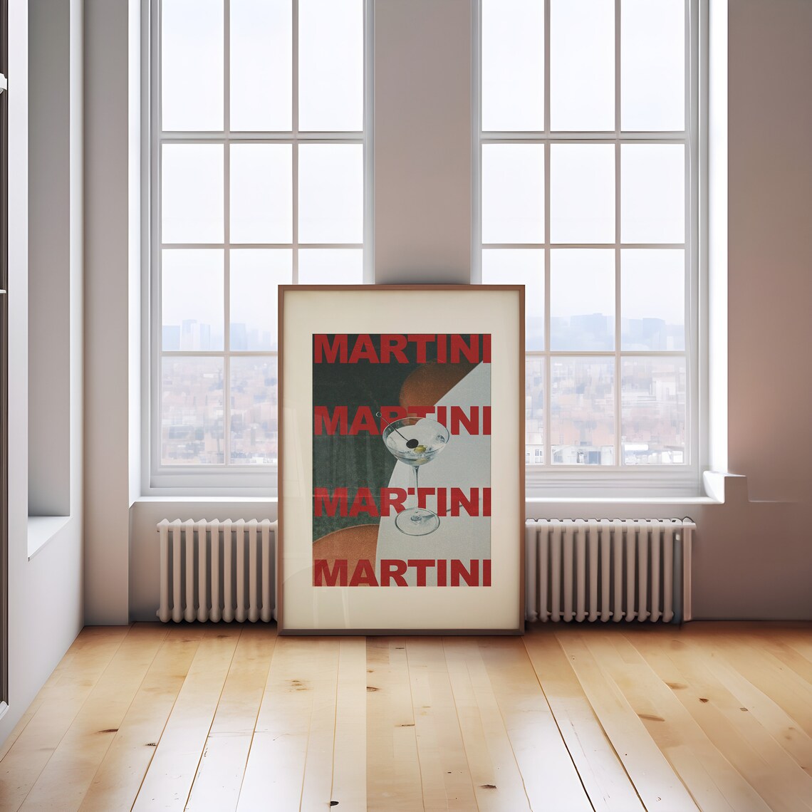 Martini Print Retro Poster, Minimalist Bar Cart Art - Image 2